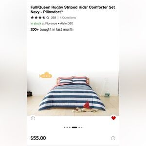 Pillowfort Navy and White Striped Duvet Cover Set